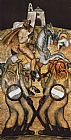 Diego Rivera Canvas Paintings - Battle Dance, (Los Santiagos)